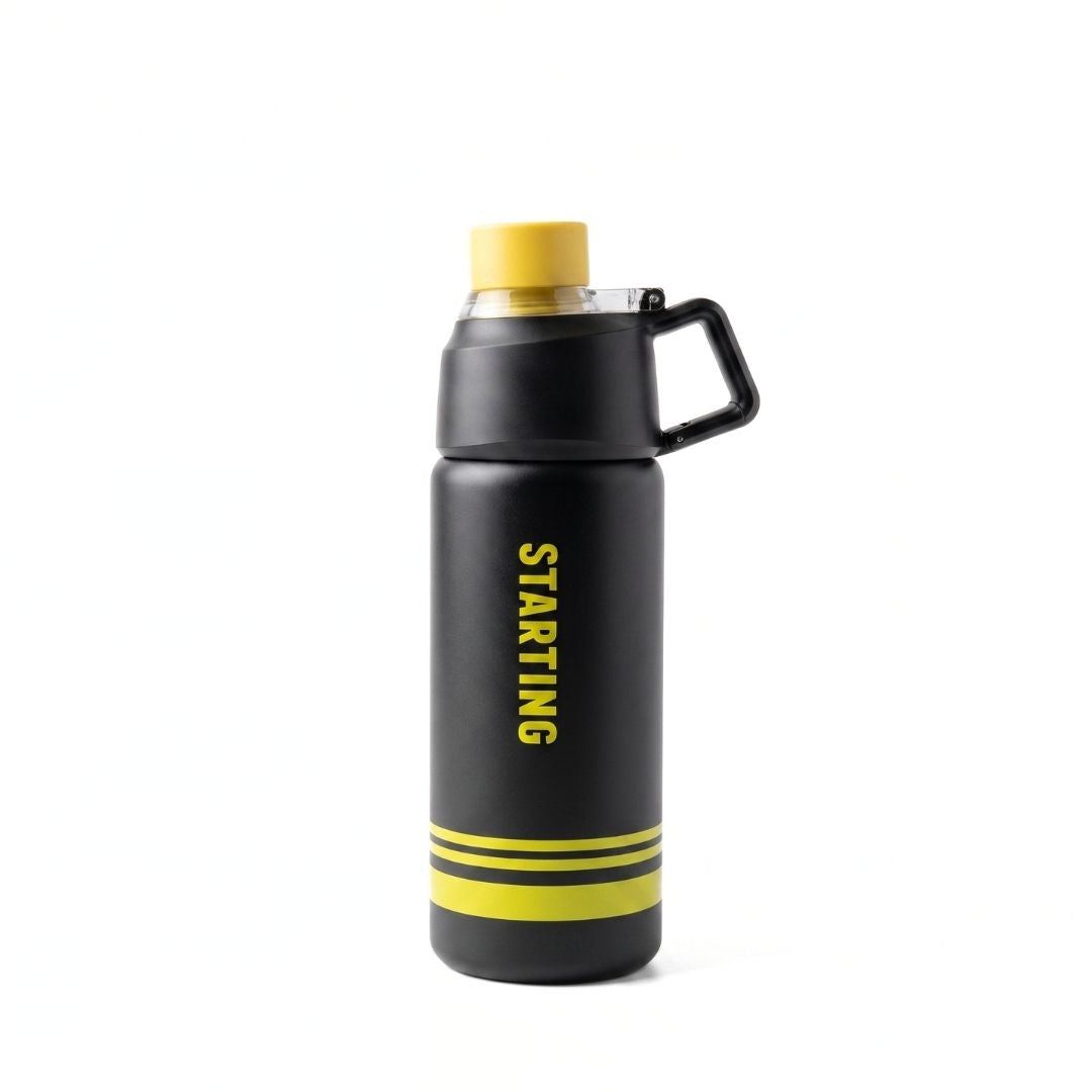 Nertz Solis insulated stainless steel bottle with ergonomic handle and removable straw for travel and workouts