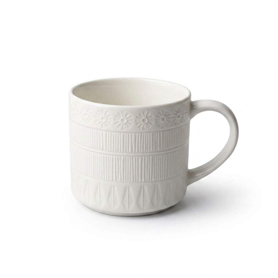 Pair of white and black Craft Harmony mugs with vertical lines made of porcelain
