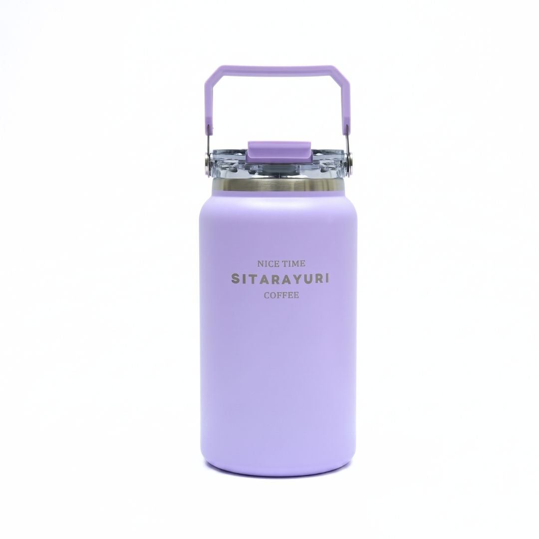 HydroVault water bottle in stainless steel with integrated handle and spill-proof lid for temperature retention and easy hydration