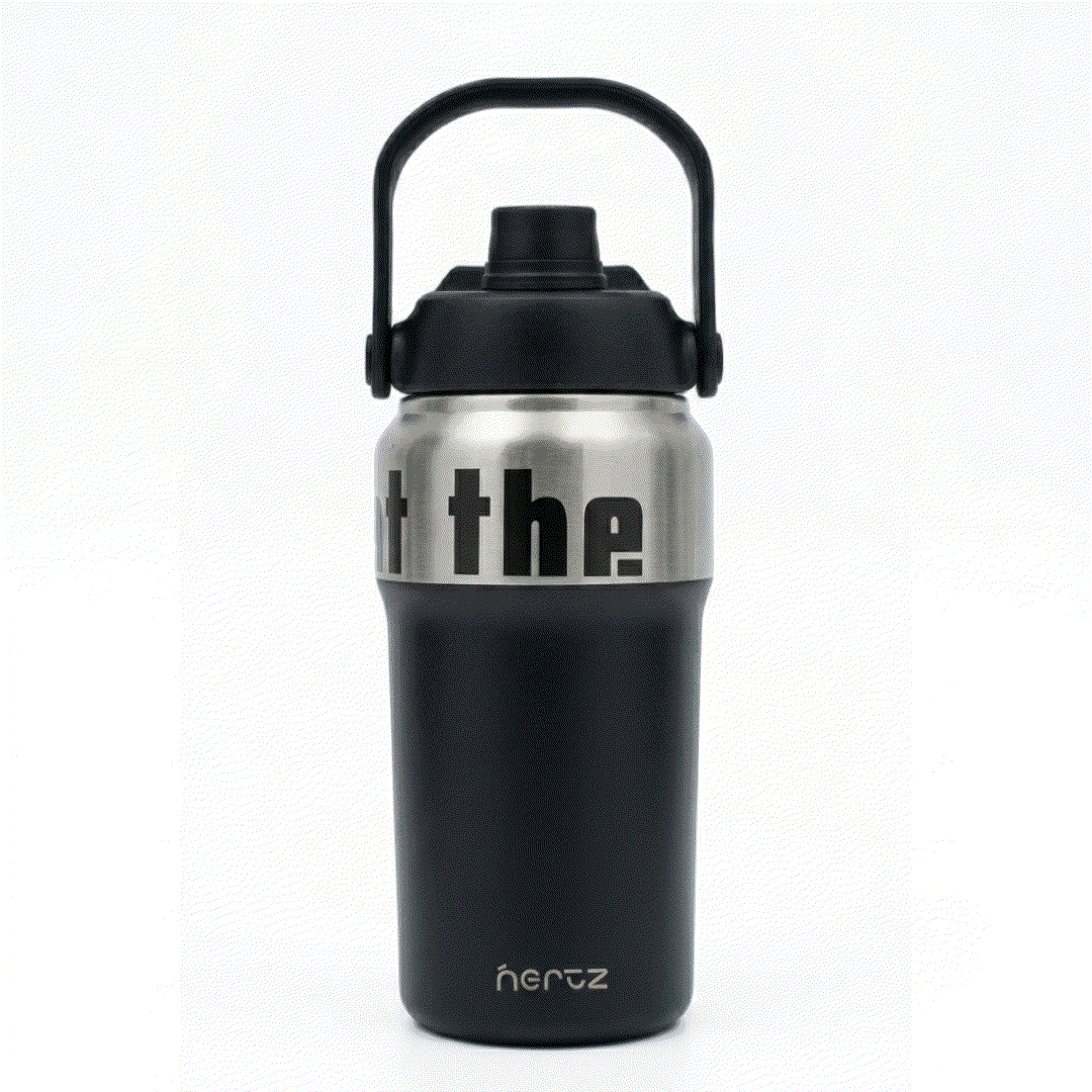 Max Steel bottle black stainless steel with removable straw and carry loop for insulated hydration