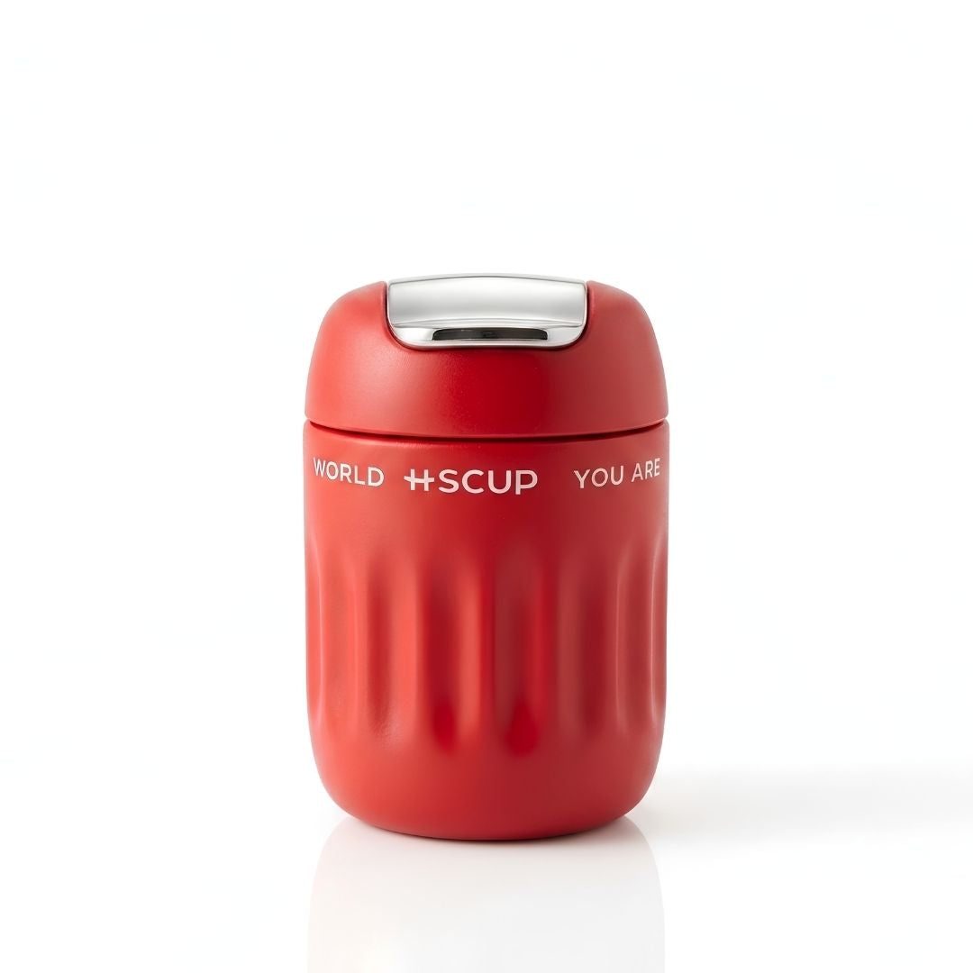 Nertz Celera 220ml insulated stainless steel coffee cup with spill-proof flip-top lid, keeping drinks hot or cold for hours, Neox Sippers
