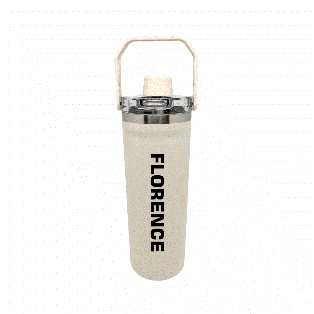 NertZ.in Travel with Nertz Edition tumbler in cream with Florence printed vertically in black