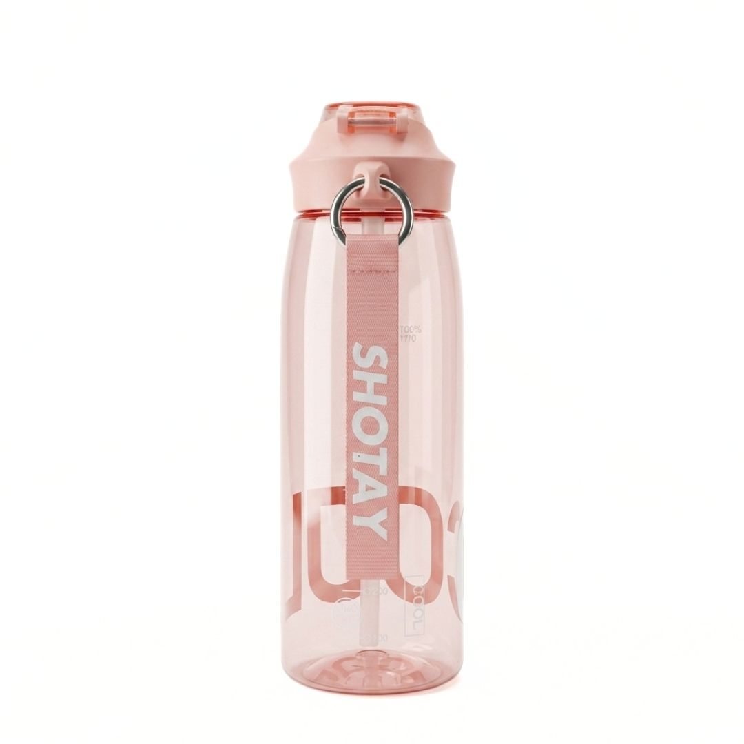 Pink Nertz Wave high-capacity water bottle with flip-top lid and soft fabric handle for gym and travel