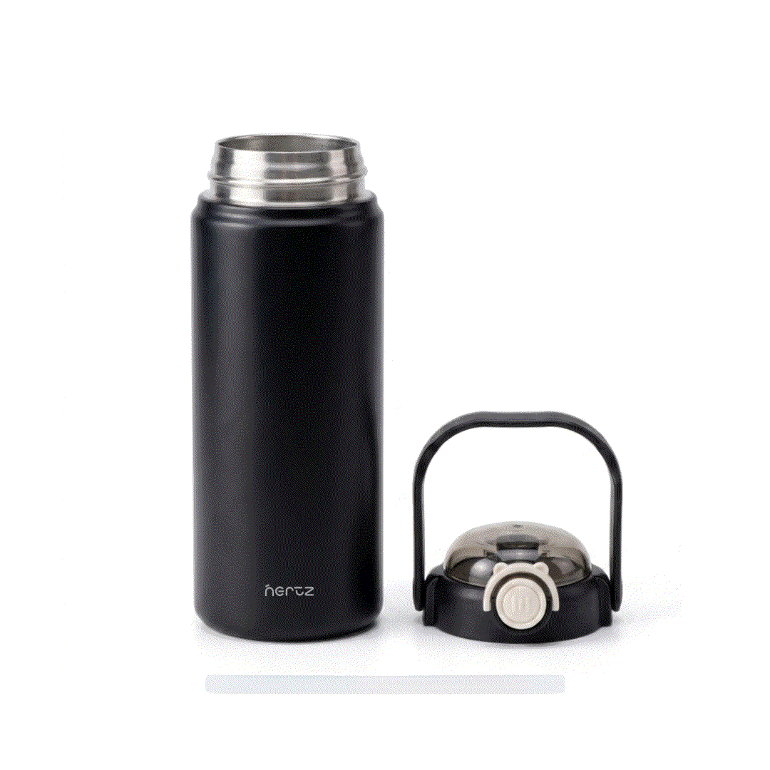 Nertz Grand Sippers 1200 Curve stainless steel insulated water bottle with ergonomic design and dual lids