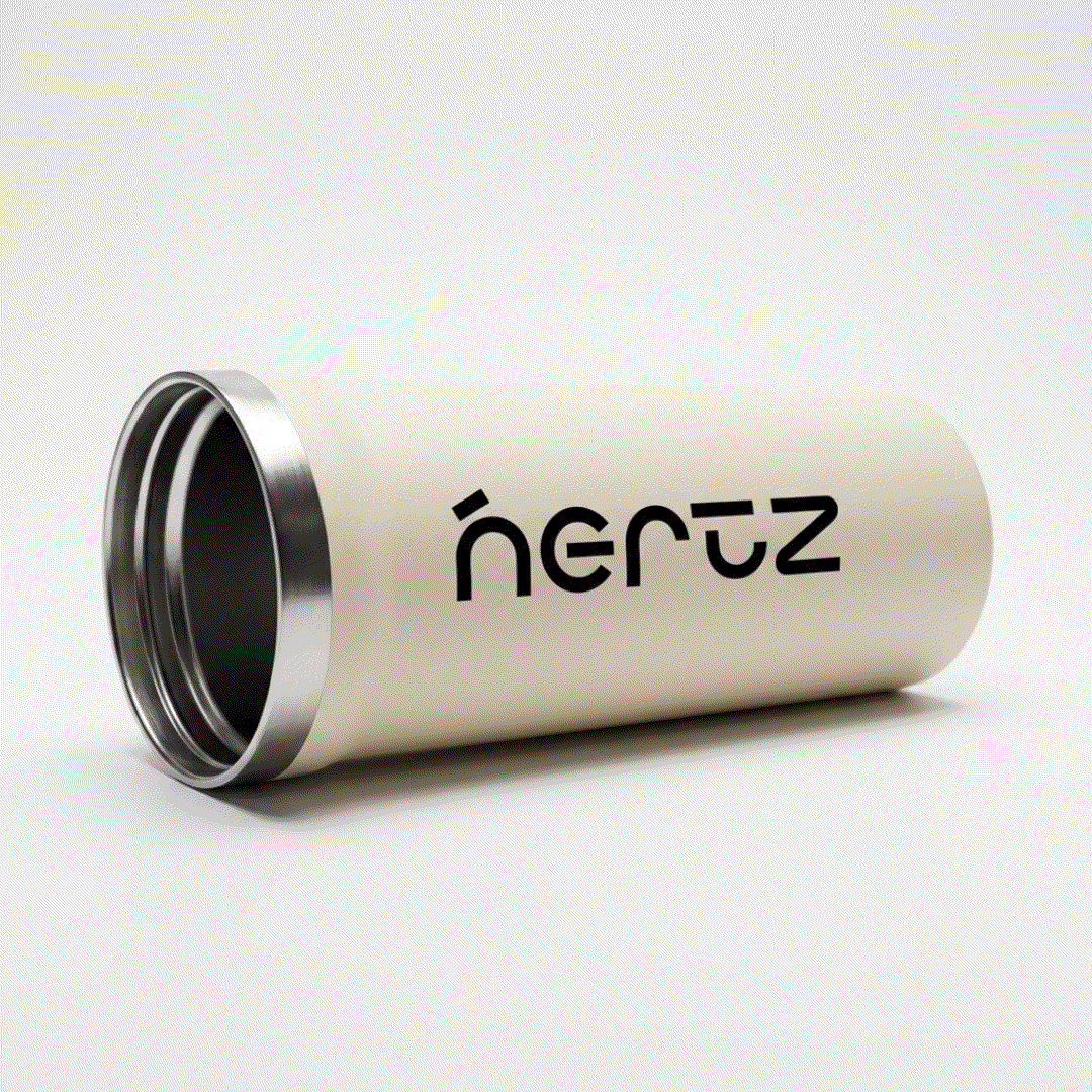White Nertz Hydrae stainless steel insulated water bottle with magnetic lid and integrated handle