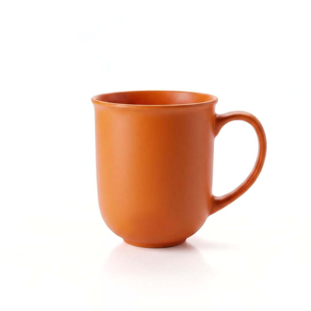 Nertz Aurora Sip Mug Matte ceramic coffee mug with ergonomic handle and matte finish in grey, black, orange, and white colors