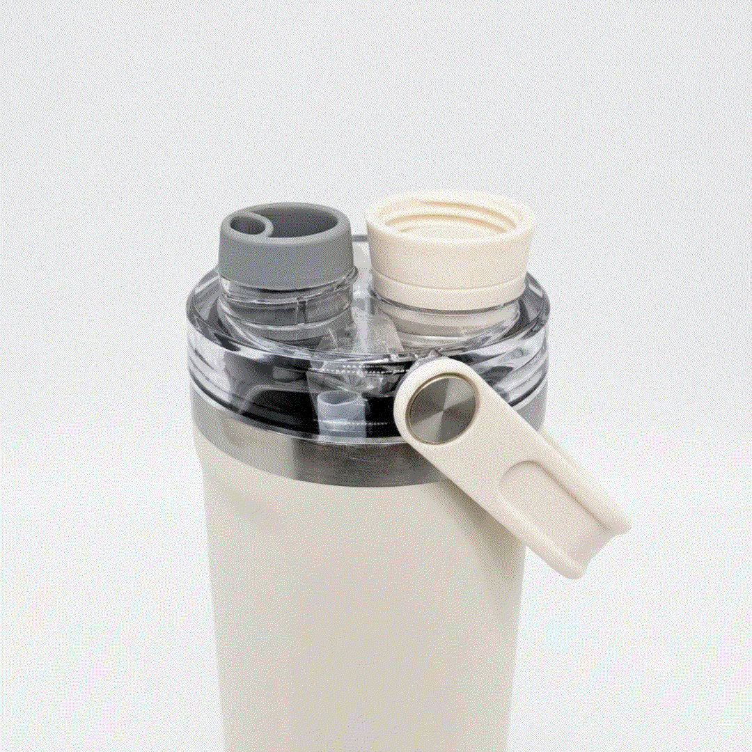 White Nertz Hydrae stainless steel vacuum insulated water bottle with integrated handle and twist open magnetic lid