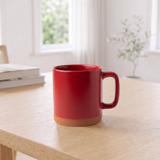 Ceramic Earth Bottom Coffee Mug in vibrant red with 520ml capacity and unique earth-inspired design