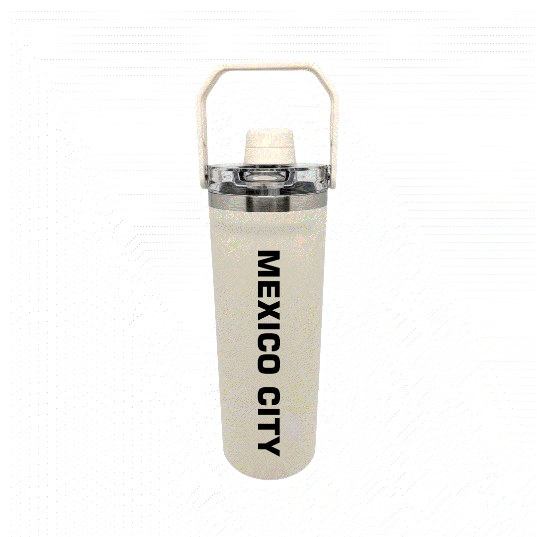 NertZ.in Travel with Nertz Edition tumbler, cream with MEXICO CITY text