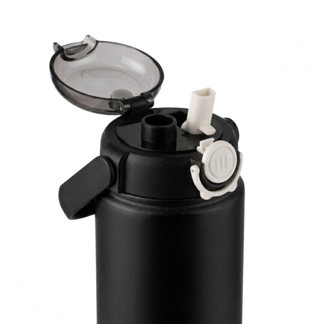 Nertz Grand Sippers 1200 Curve stainless steel insulated water bottle with ergonomic curved design and dual lids
