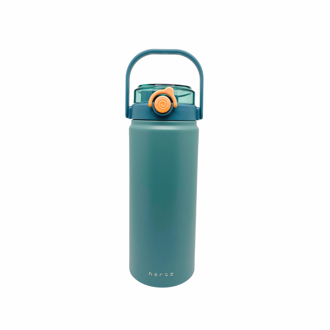 NertZ.in Grand Sippers 1200, a teal water bottle with a teal handle and orange button on the lid
