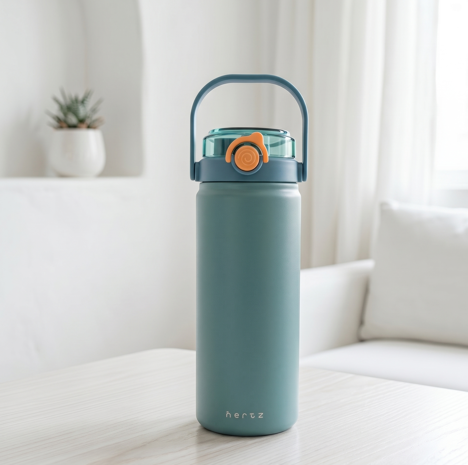 NertZ.in Grand Sippers 1200, a teal water bottle with a dark teal lid and orange button
