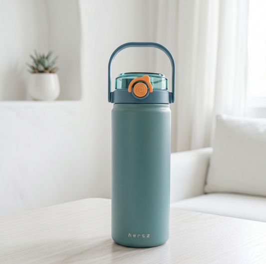 NertZ.in Grand Sippers 1200, a teal water bottle with a dark teal lid and orange button