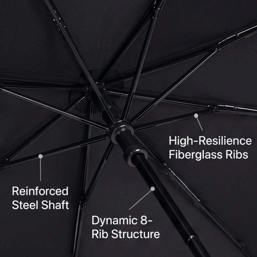 NertZ.in Cloudveil umbrella with reinforced steel shaft, high-resilience fiberglass ribs, and 8-rib structure