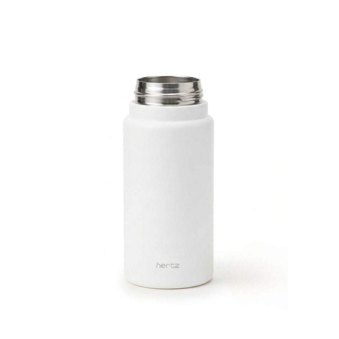 Nertz FlipSip 800 black stainless steel insulated water bottle with flip-top lid and carry loop