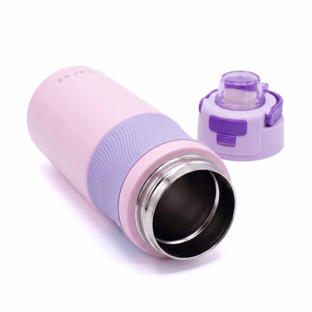 Nertz Grip 600 black and white 600ml stainless steel insulated water bottle with sipper lid and carry handle