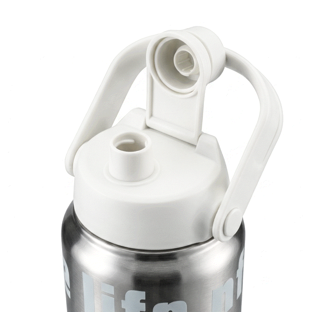 Max Steel bottle black stainless steel with twist lid and carry loop, vacuum insulated for hot and cold drinks