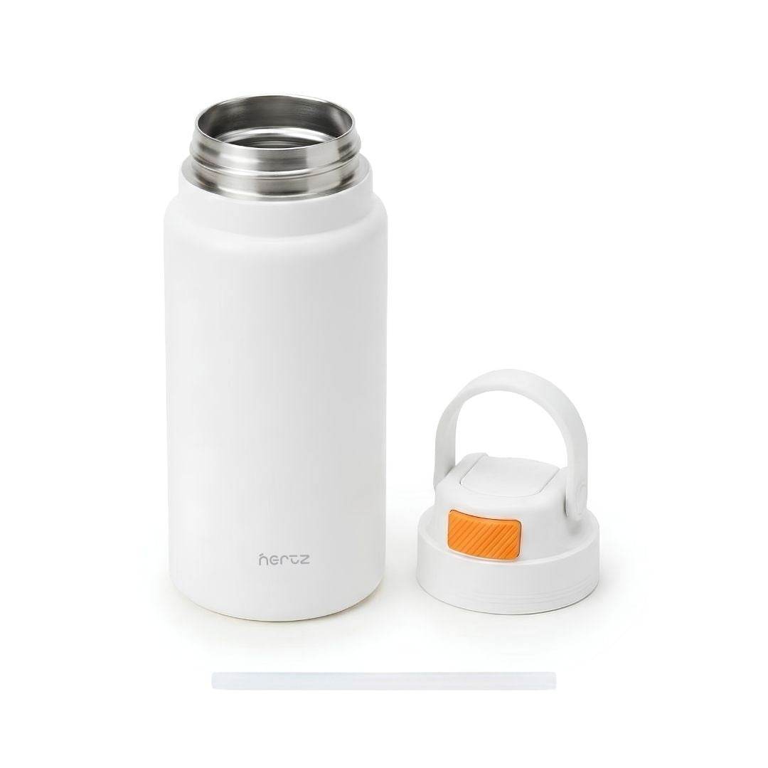 Nertz FlipSip 800 stainless steel insulated water bottle with flip-top lid and carry loop handle