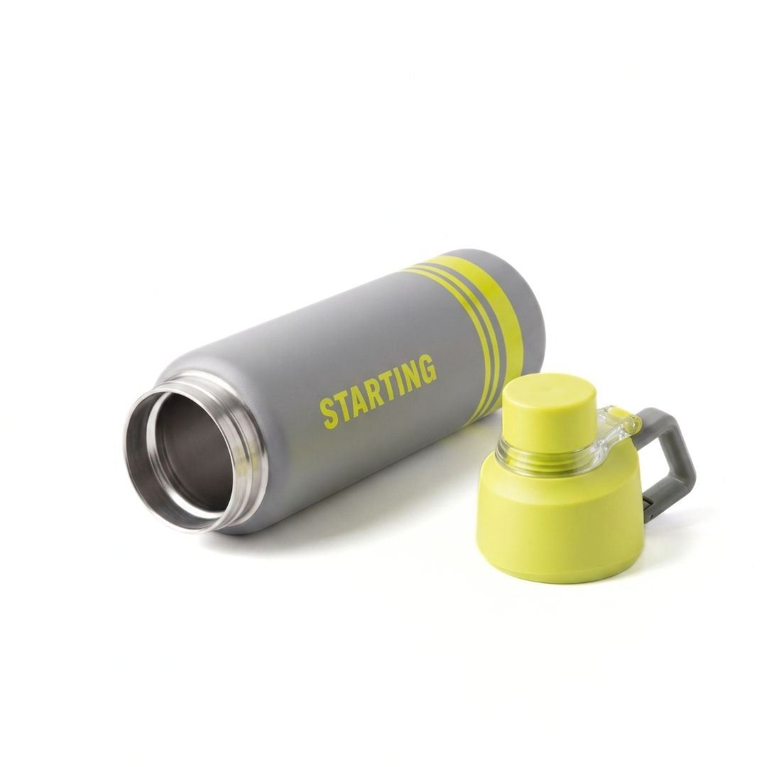 Nertz Solis insulated stainless steel bottle with ergonomic handle and removable straw in multiple colors