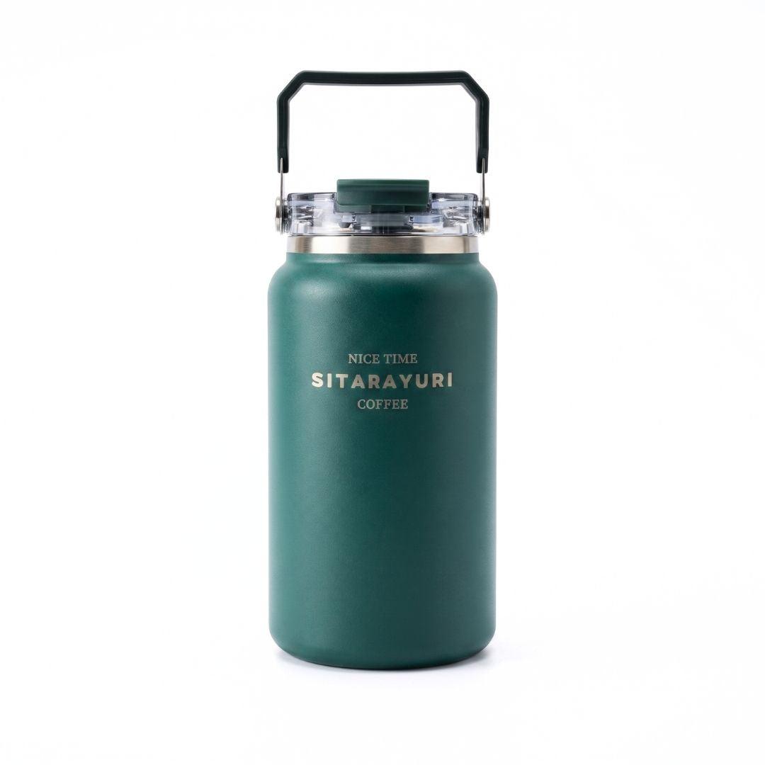 HydroVault water bottle stainless steel insulated 1200ml with spill-proof lid and carry handle in multiple colors