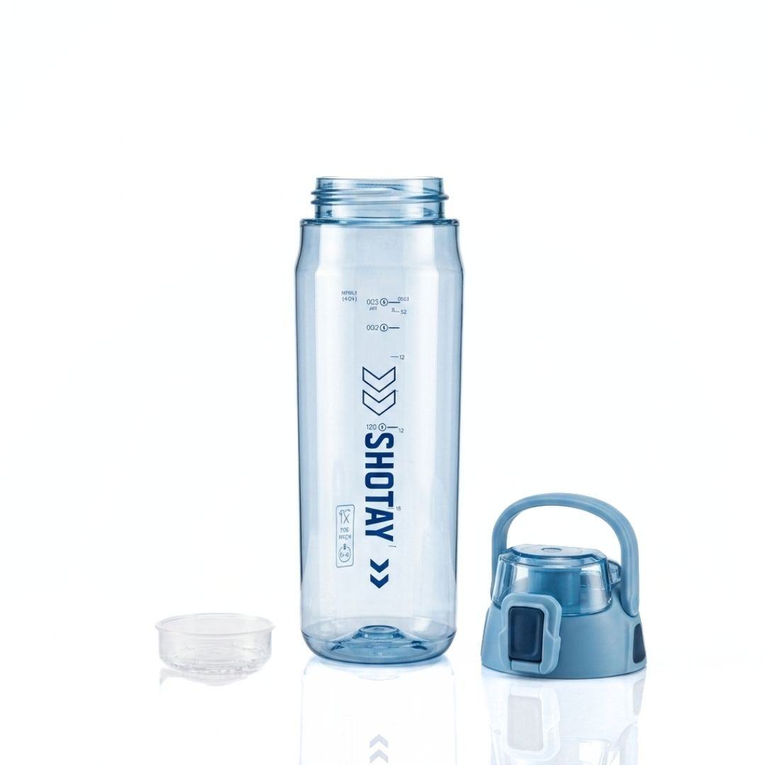 Nertz Aqua high-capacity water bottle with BPA-free plastic, flip-top lid, built-in strainer, ergonomic grip, and portable design