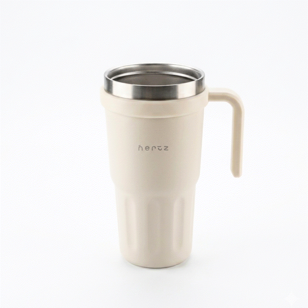 Blue Nertz Groove insulated stainless steel water bottle with grooved grip and carry handle