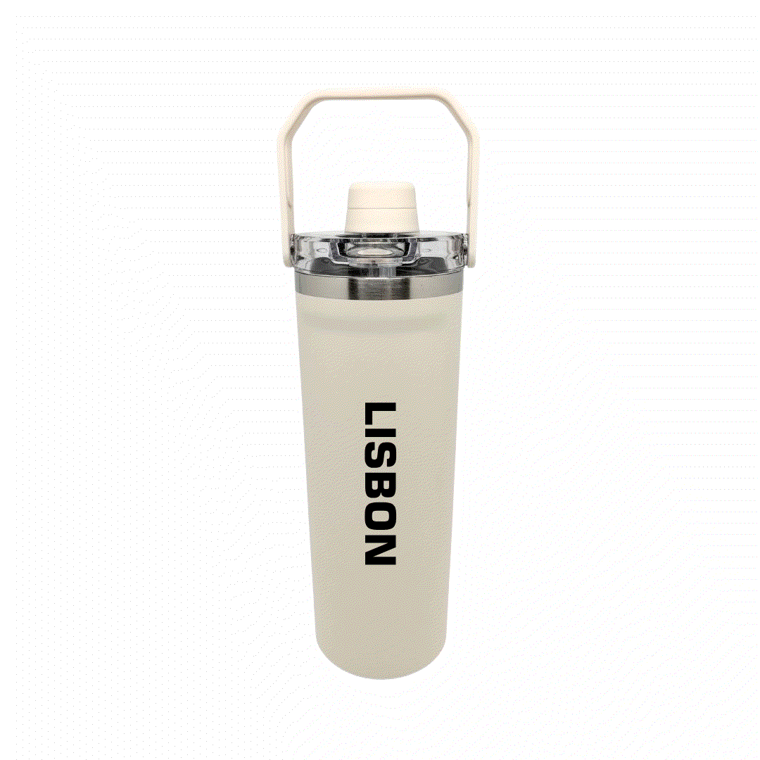 NertZ.in Travel with Nertz Edition tumbler in cream with LISBON printed vertically