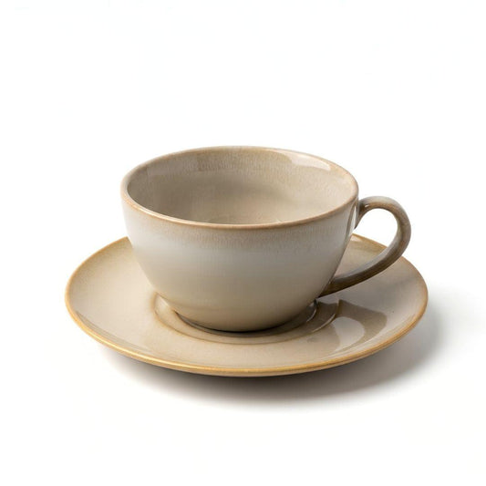 Olive beige Maison Coffee Cup and Saucer cozy coffee mug set made of premium porcelain