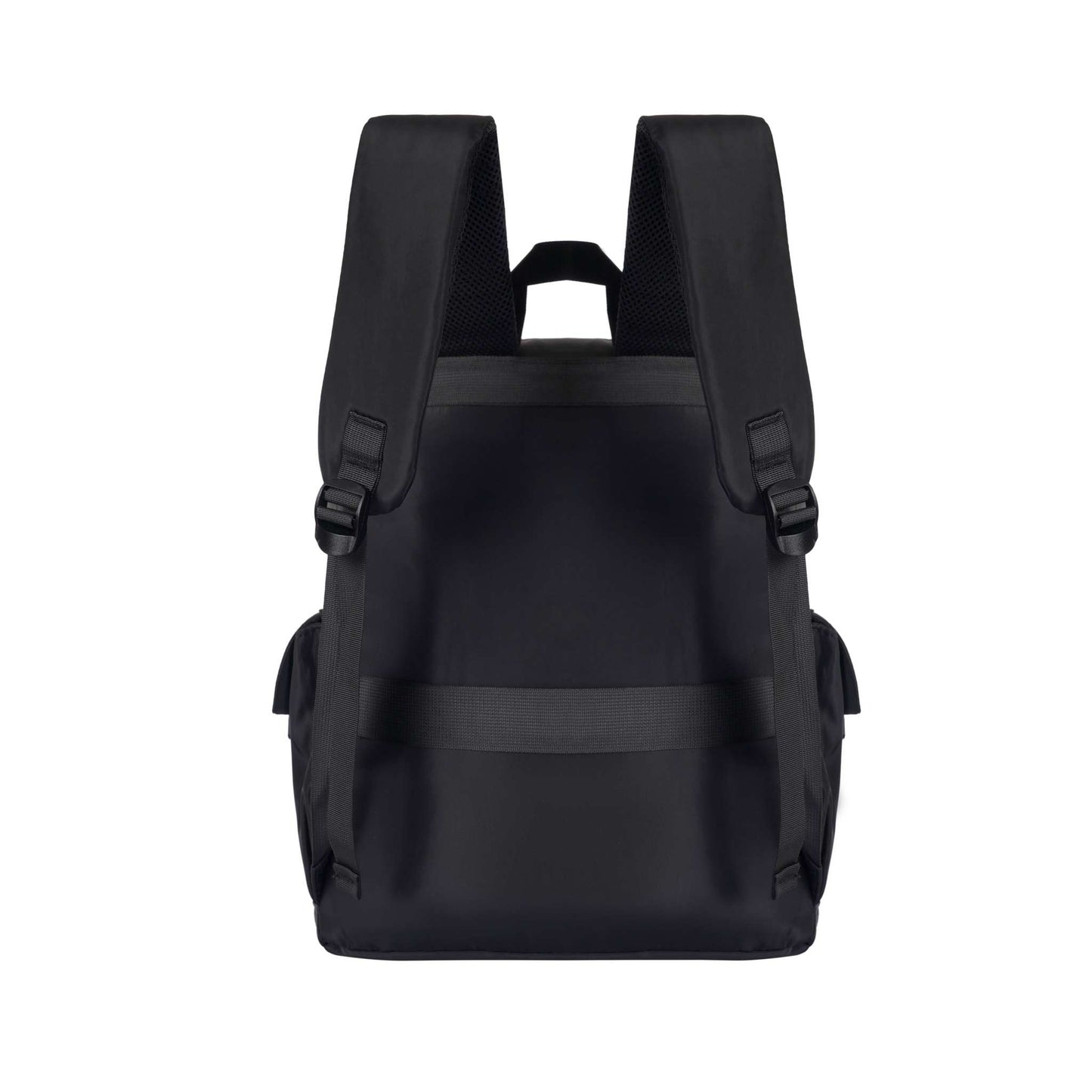 Black and grey LW Backpack made of water-resistant Oxford fabric with multiple compartments and dual buckle closure designed for laptops up to 15.6 inches.