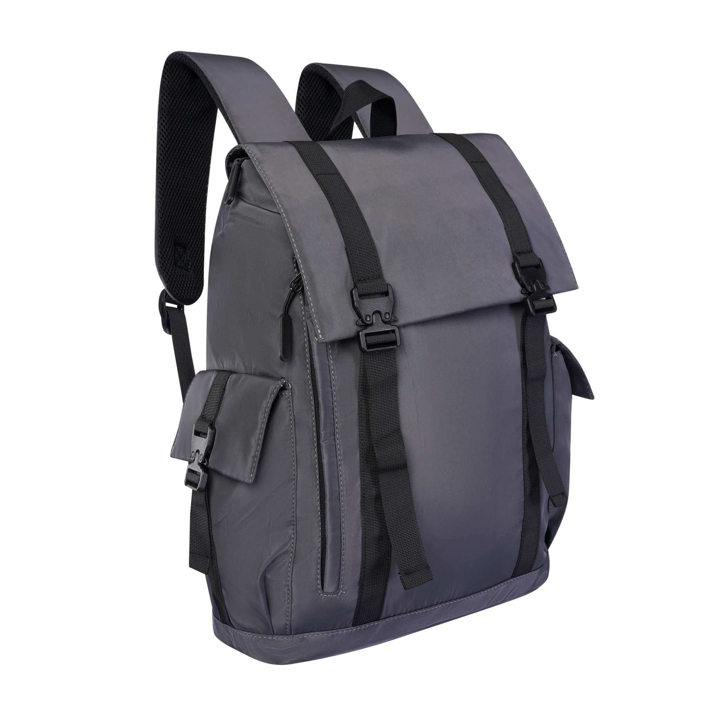 LW Backpack black grey water-resistant laptop bag with multiple compartments and wide handle for travel