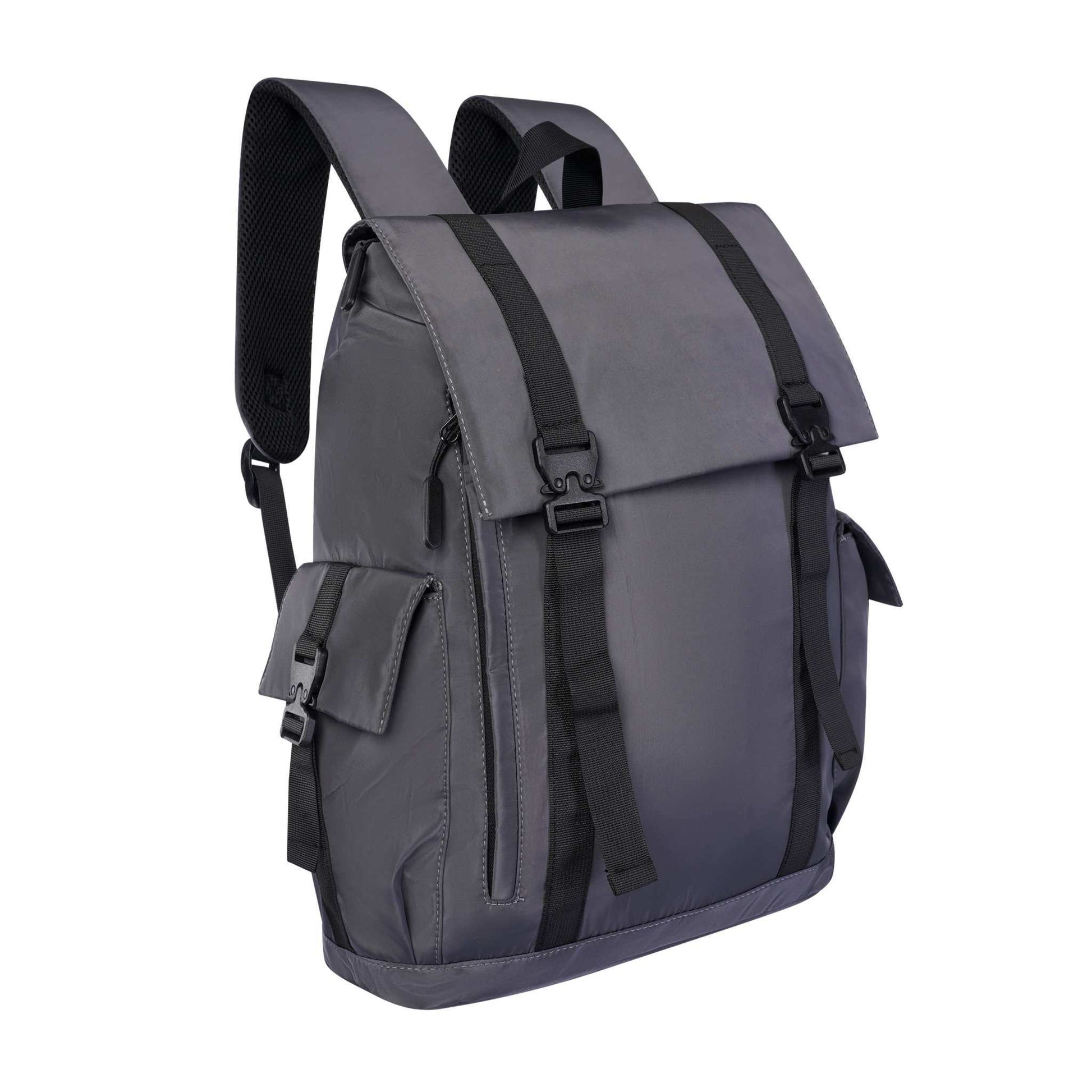 LW Backpack black grey water-resistant laptop bag with multiple compartments and wide handle for travel