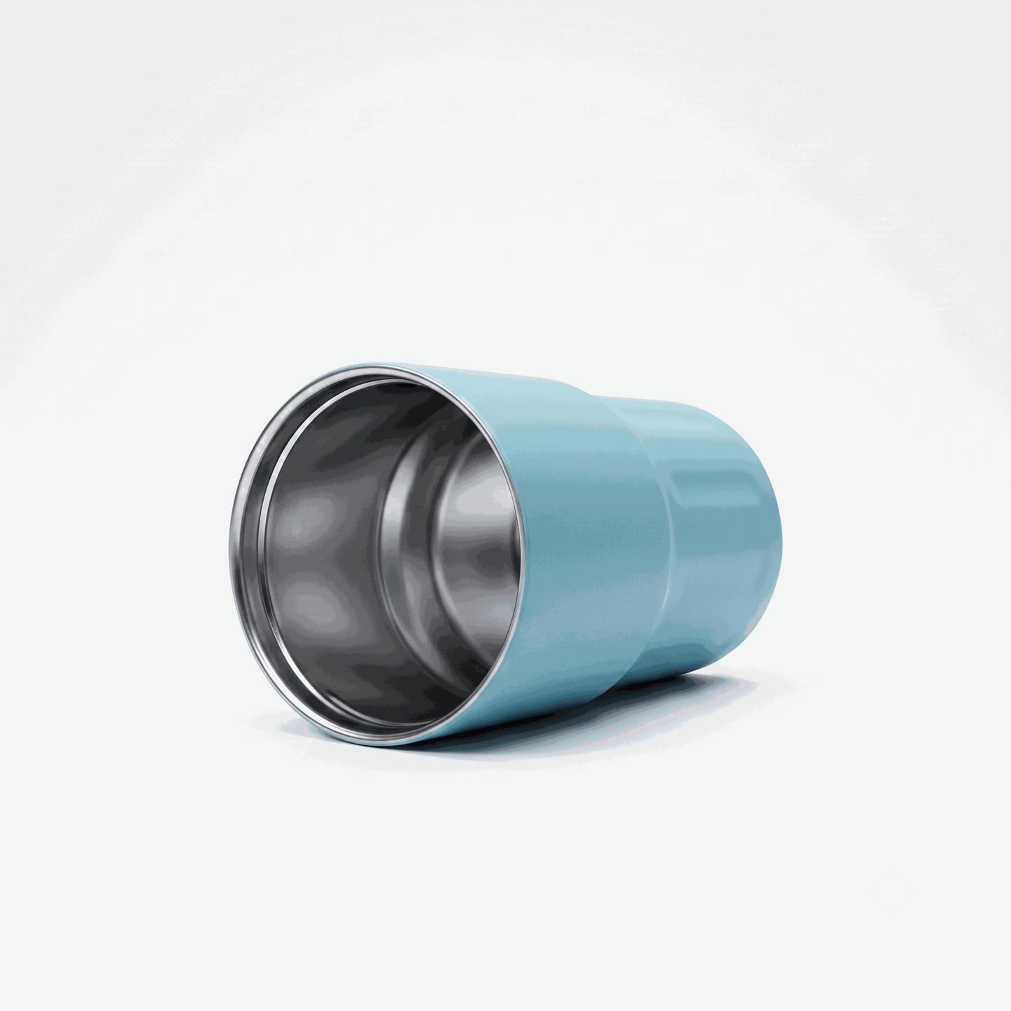 Blue Wander Grip Mug Pro with stainless steel body, grooved design, fabric handle, and lockable flip-top lid for spill-free sipping
