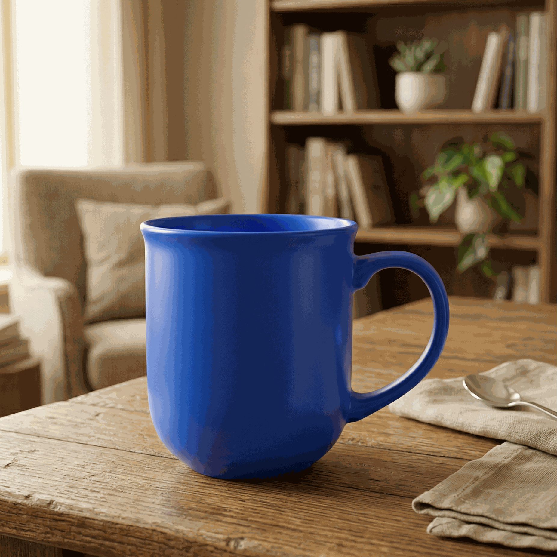 Pack of 2 white and blue Aurora Sip Mug Matte ceramic coffee mugs with 370ml capacity
