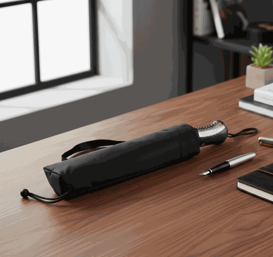 CloudVeil Umbrella black automatic foldable windproof pongee canopy open in rain
