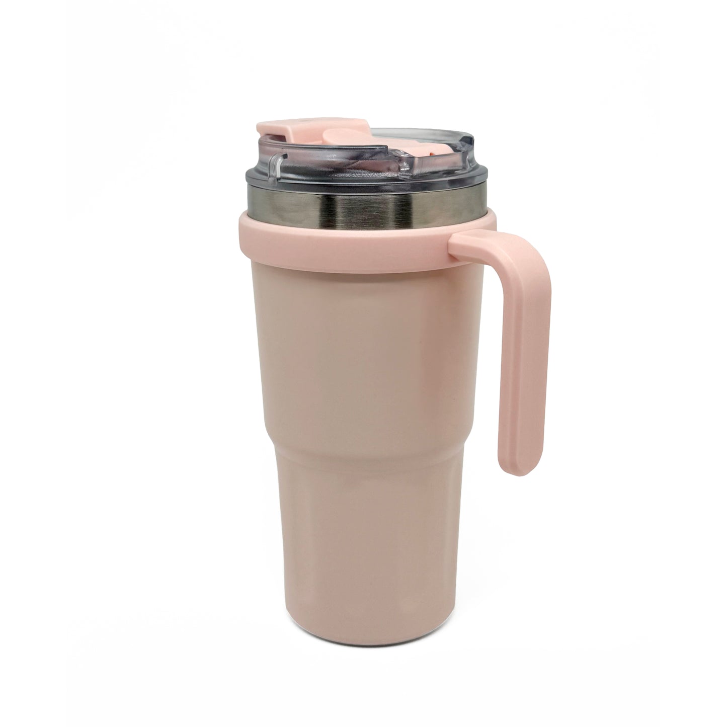NertZ.in Nertz Groove tumbler in light pink with a handle and clear lid