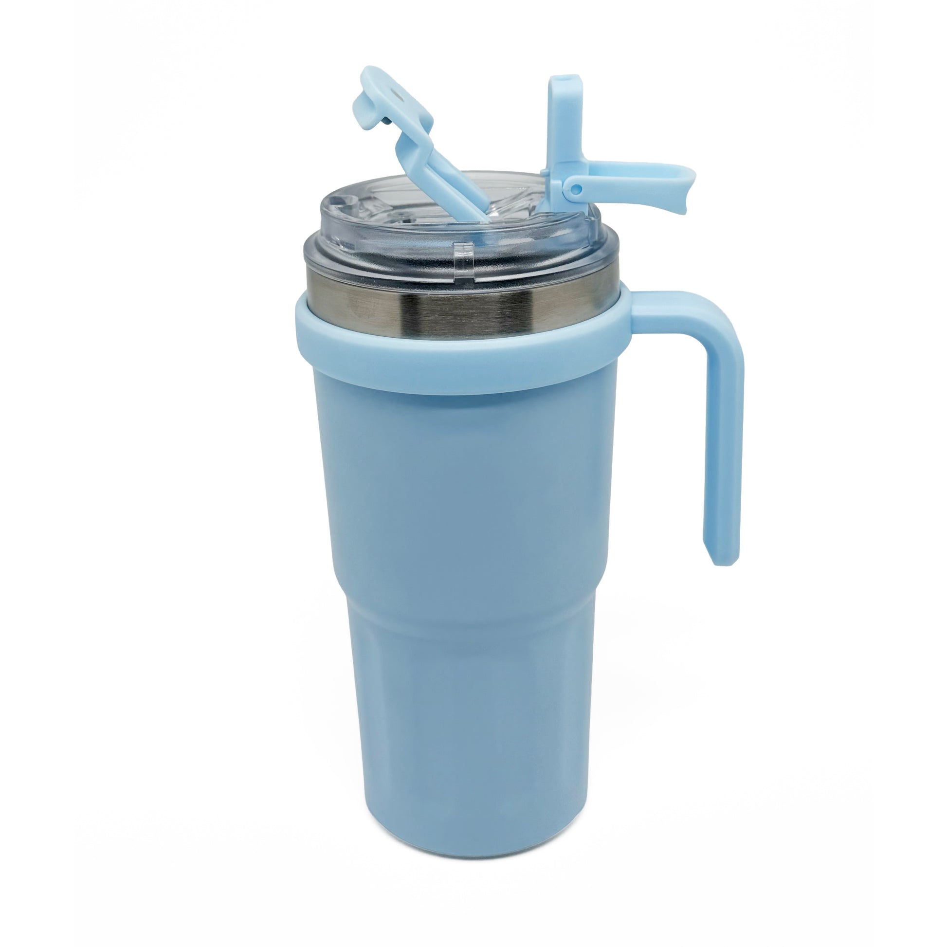 NertZ.in Nertz Groove light blue tumbler with handle and clear lid with straw opening