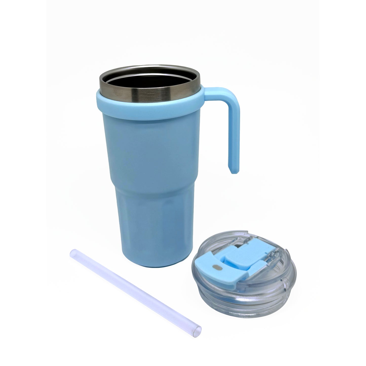 NertZ.in Nertz Groove light blue tumbler with handle, clear lid, and straw