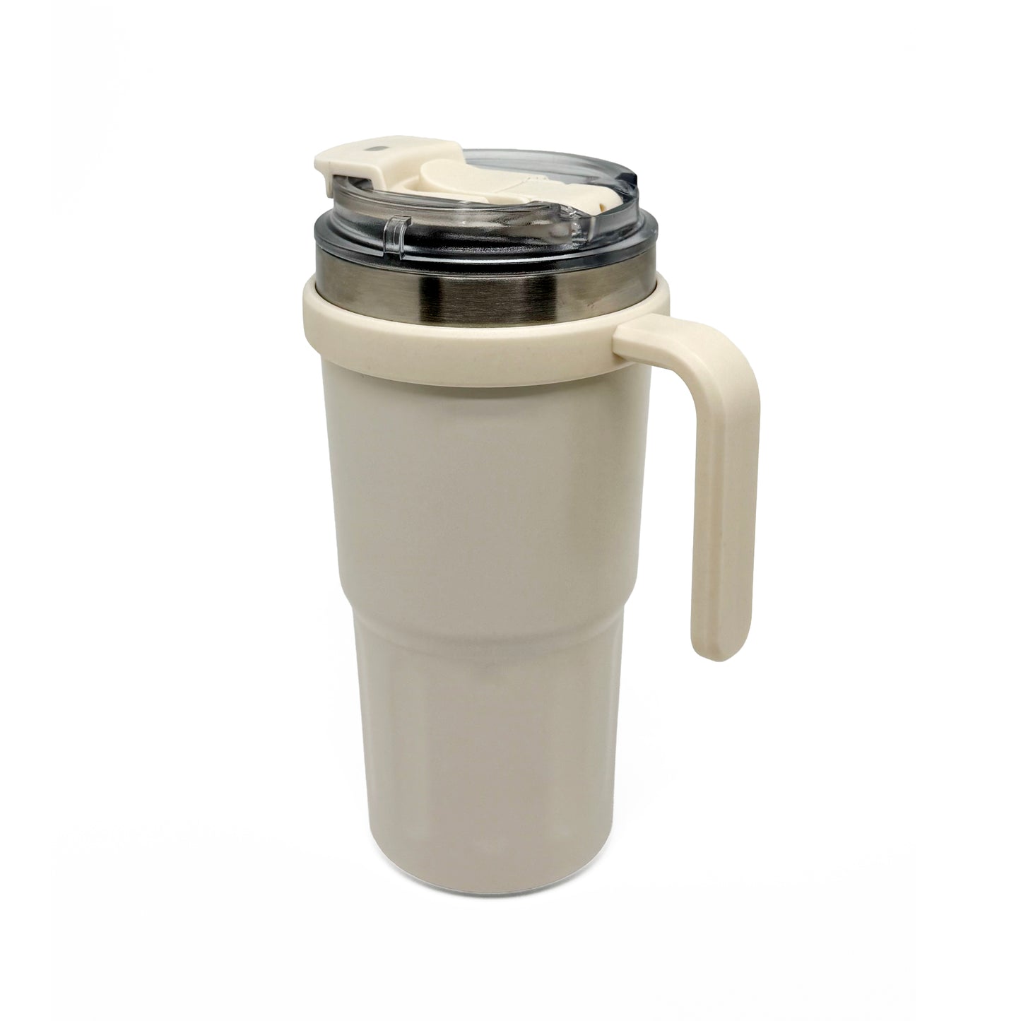 NertZ.in Nertz Groove travel mug in cream with a clear lid and handle