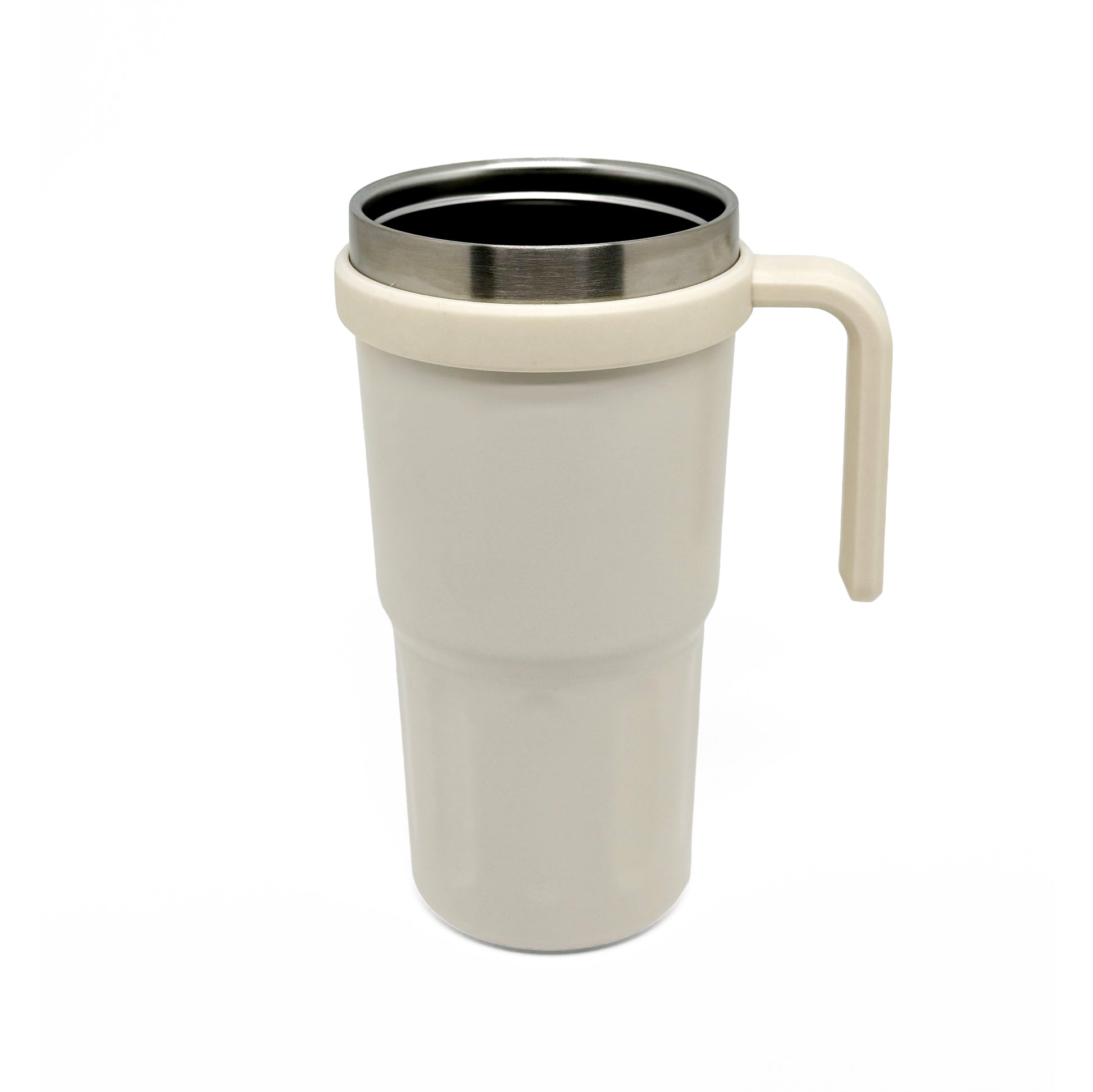 NertZ.in Nertz Groove tumbler, light beige with a handle and a silver rim