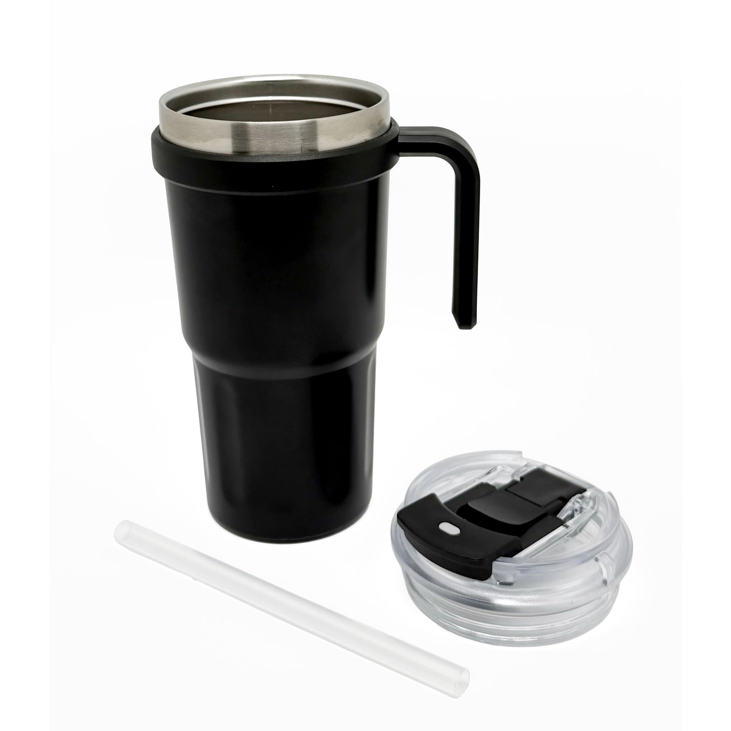 NertZ.in Nertz Groove black tumbler with handle, clear lid, and straw