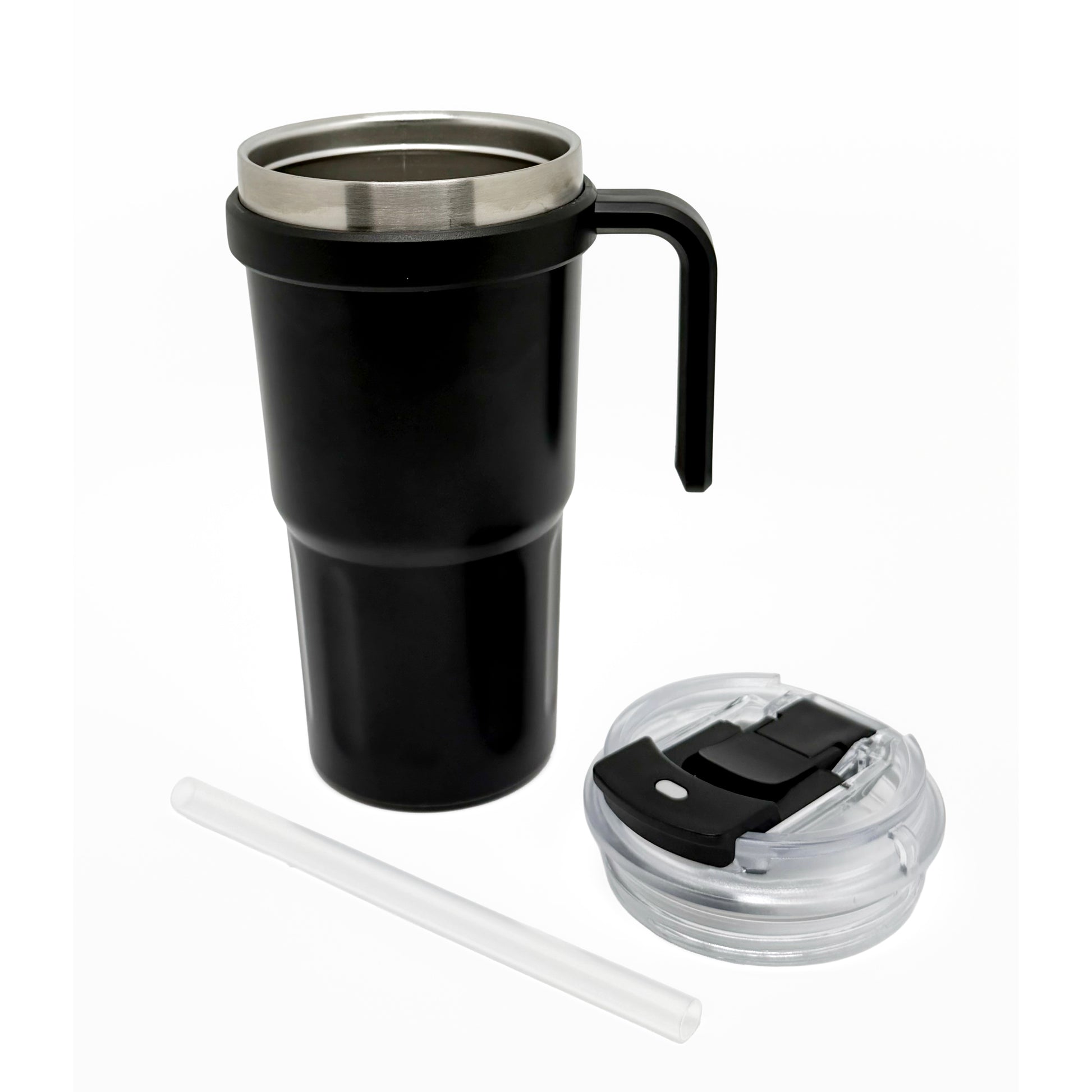 NertZ.in Nertz Groove black tumbler with handle, clear lid, and straw