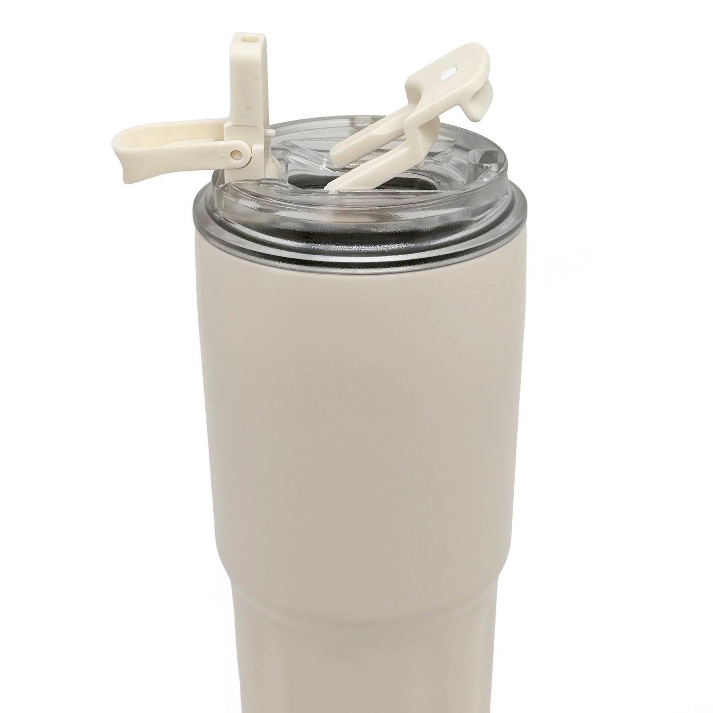 NertZ.in Nertz Drift tumbler in light beige with a clear lid and a cream-colored straw