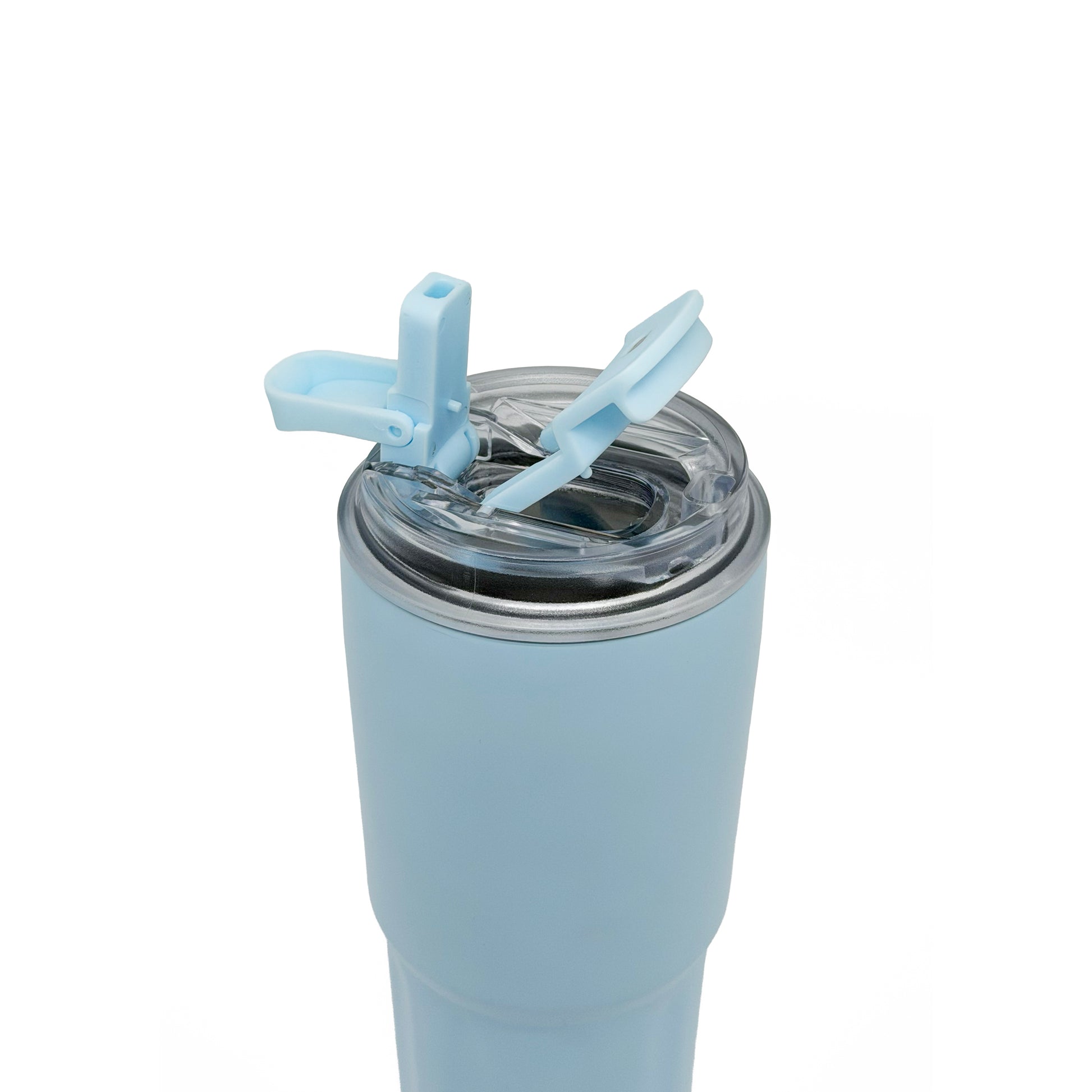 NertZ.in Nertz Drift light blue tumbler with clear lid and two light blue flip-up closures