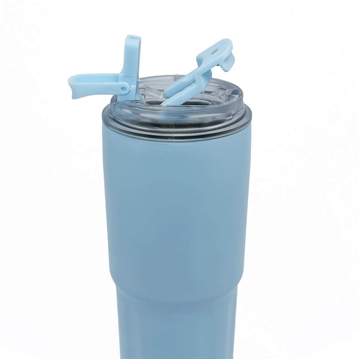 NertZ.in Nertz Drift light blue tumbler with an open clear lid and a light blue straw