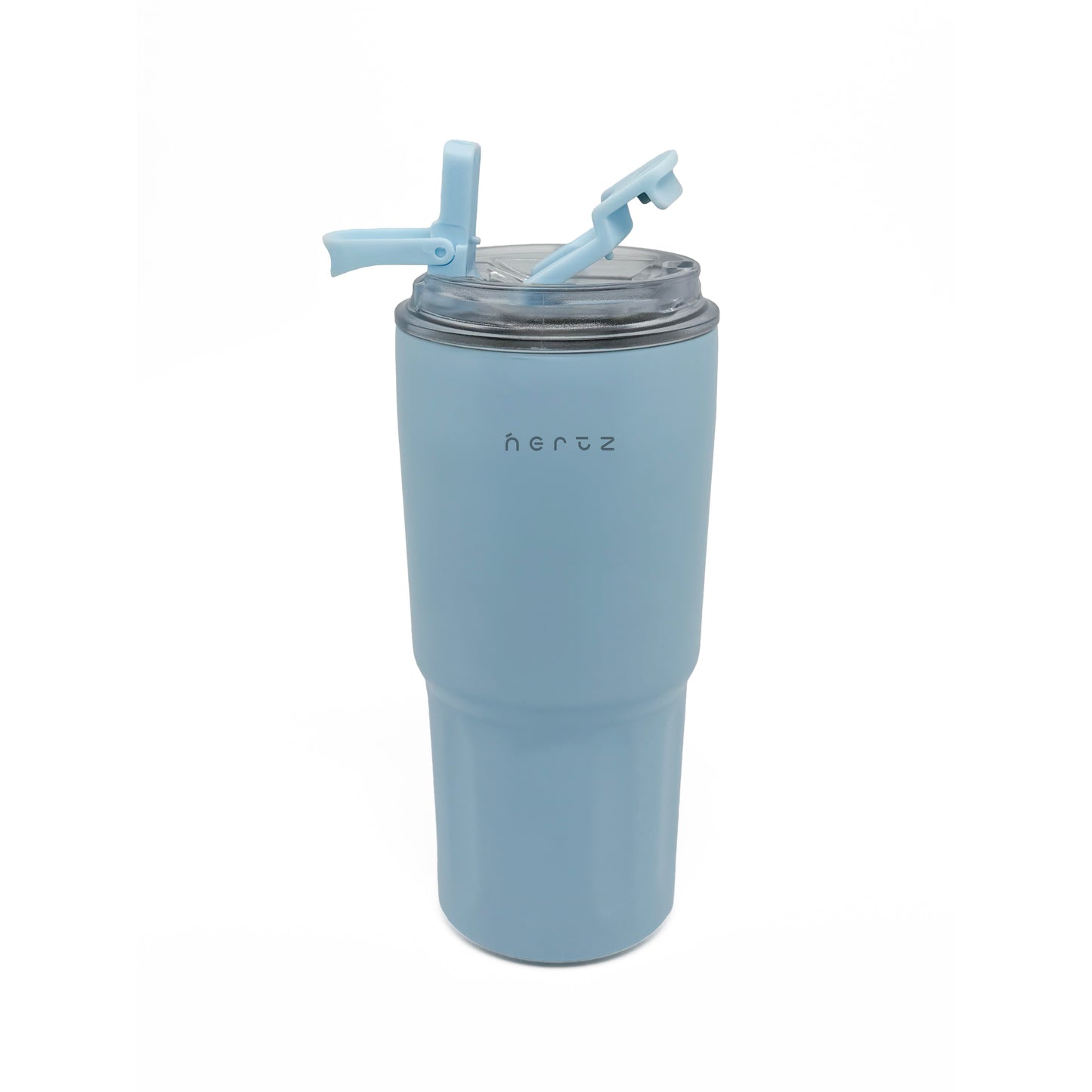 Nertz Drift tumbler by NertZ.in in light blue with a clear lid and light blue straw