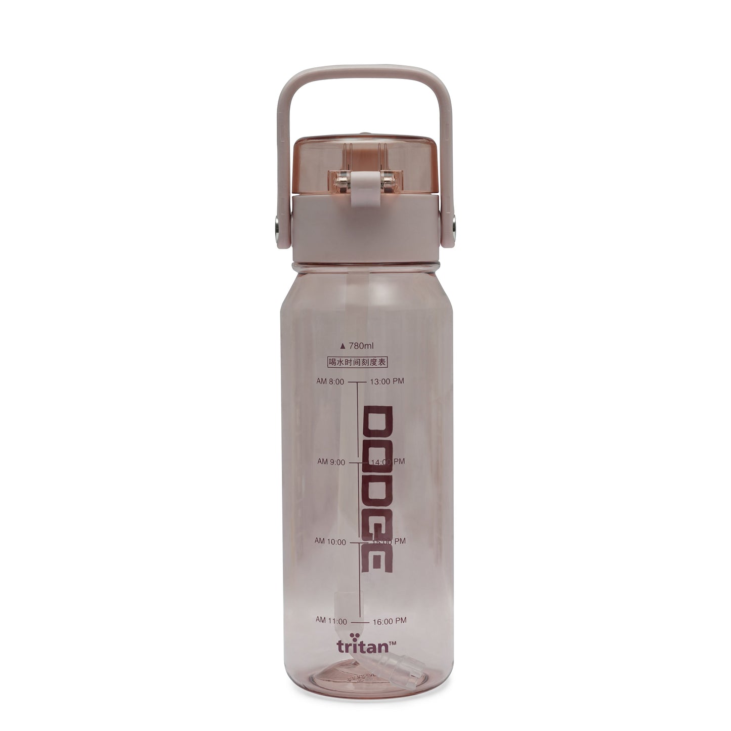 Dodge Pulse 780ml pink hydration bottle with flip-top lid and integrated handle for active use