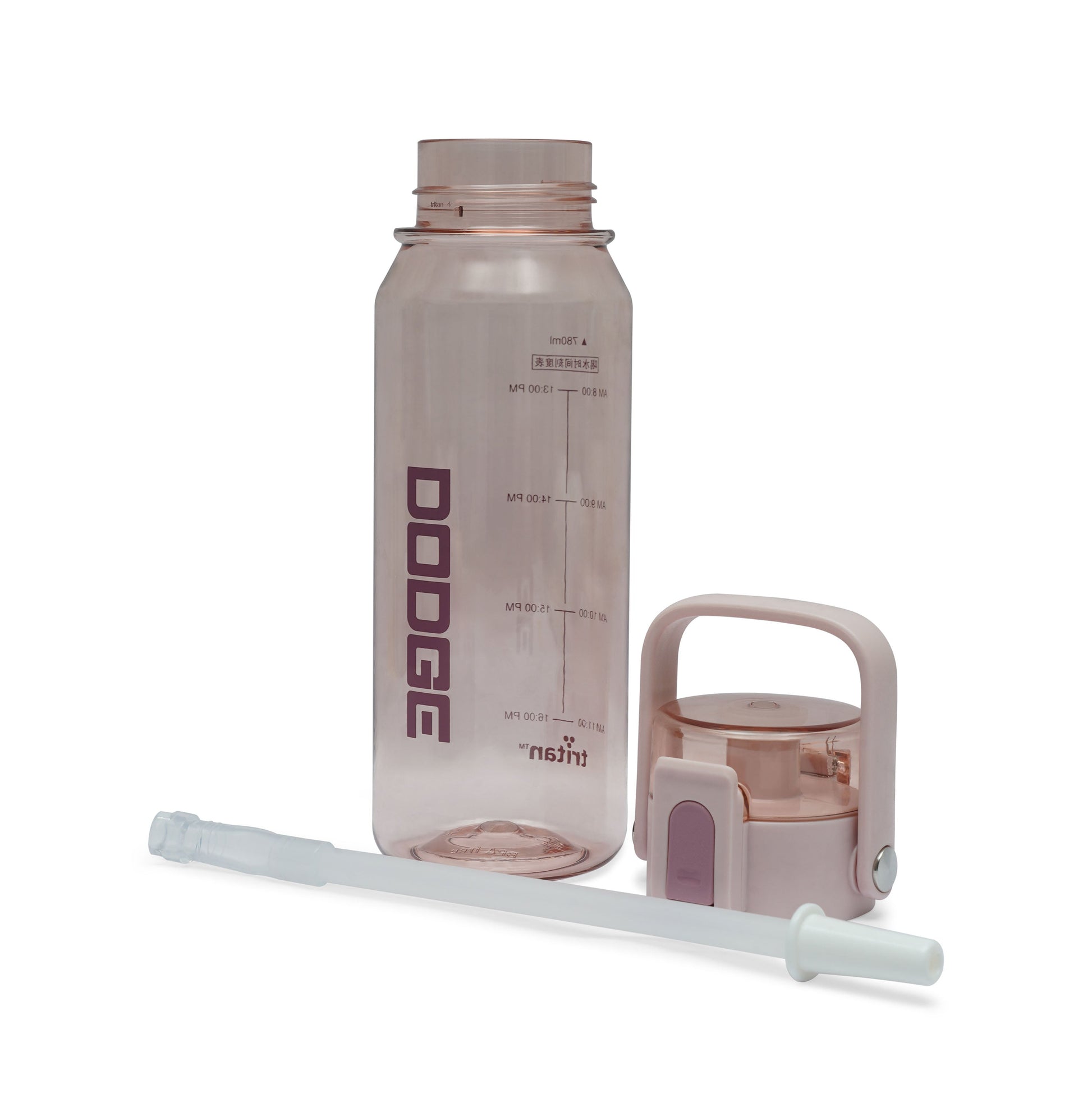 Dodge Pulse 780ml pink water bottle with flip-top push button lid and integrated handle for active hydration
