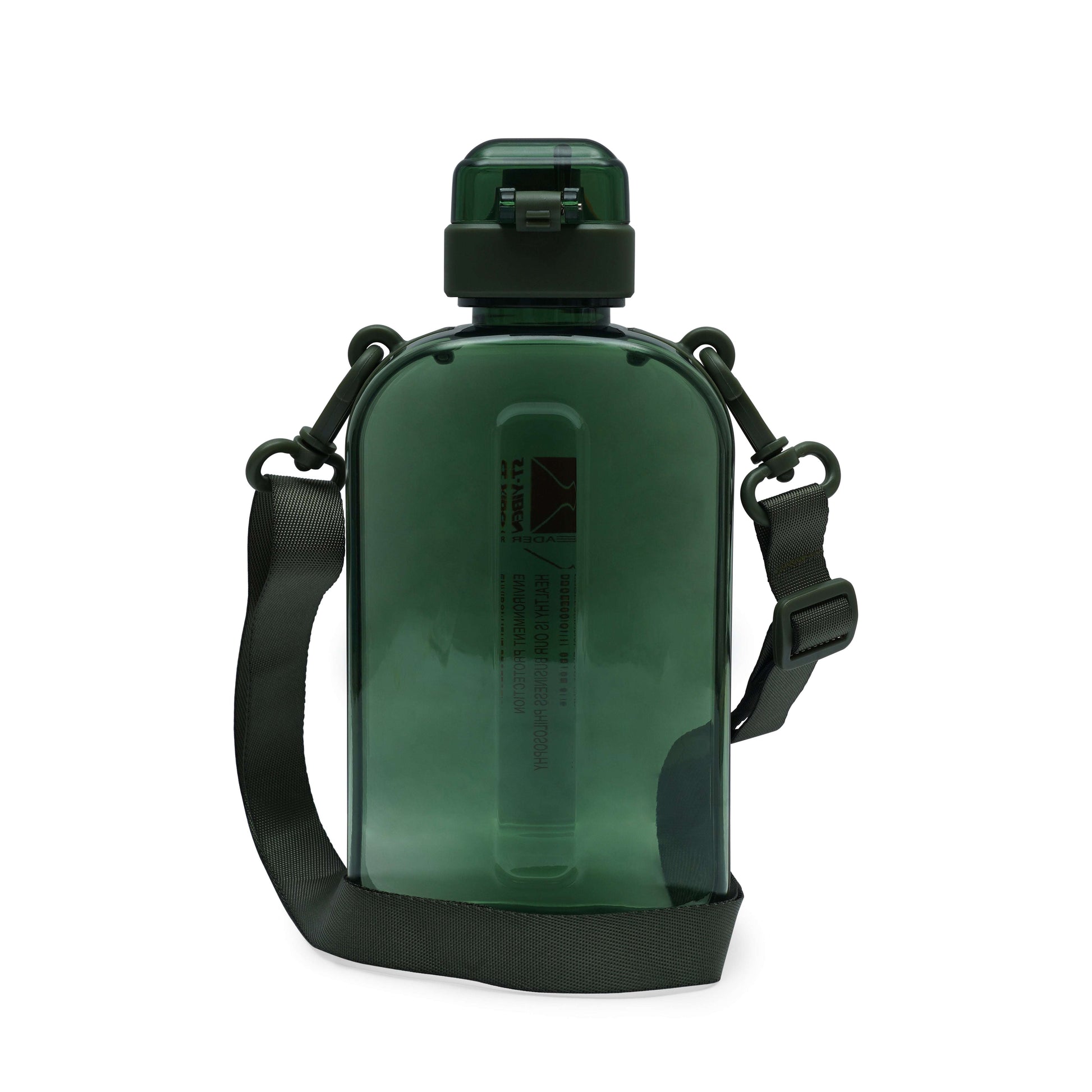 Nertz Infynity hydration bottle 750ml with flip-top lid and fabric handle in green, designed for gym and travel