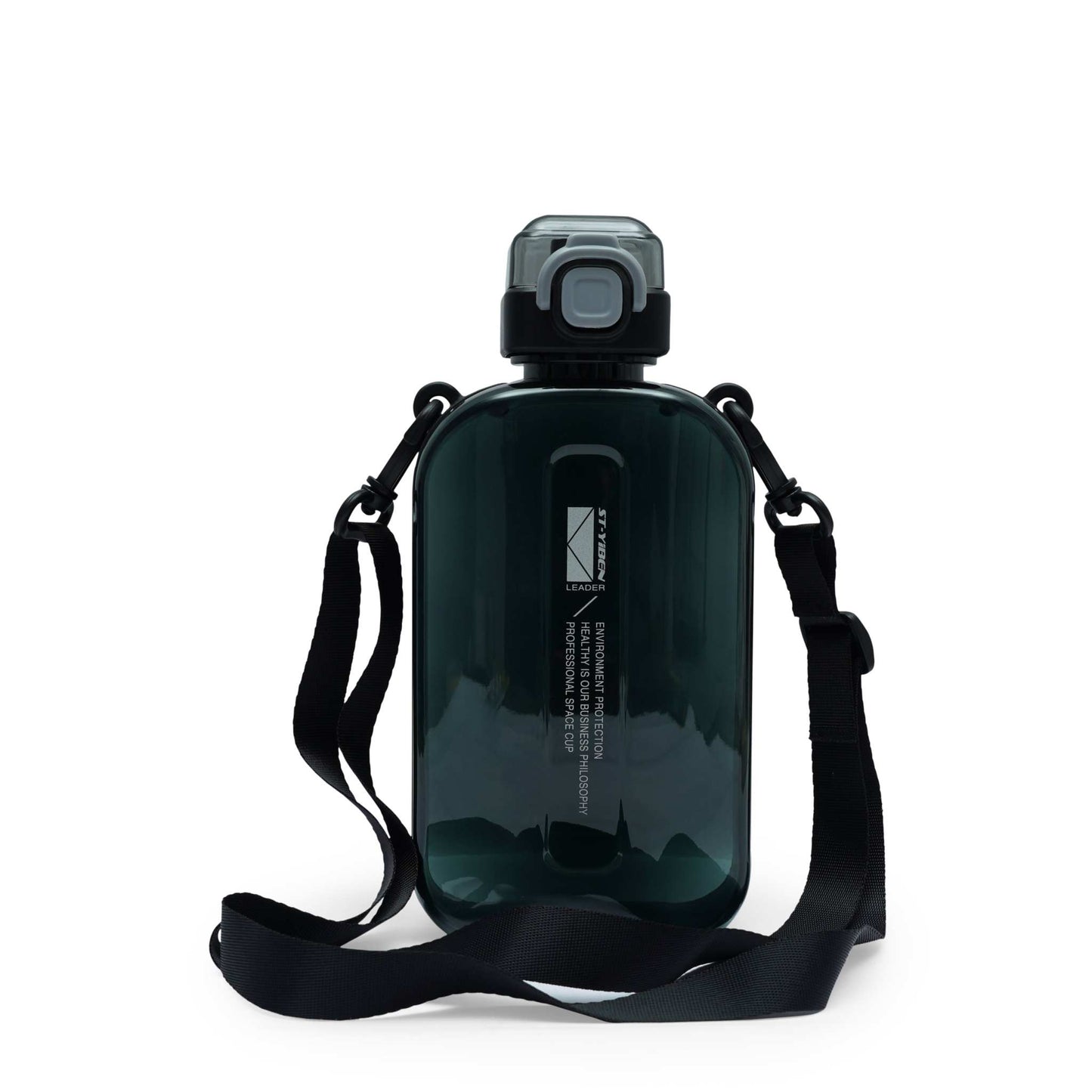 Nertz Infynity hydration bottle 750ml with flip-top lid and fabric sling strap in green, durable BPA-free plastic for gym and travel