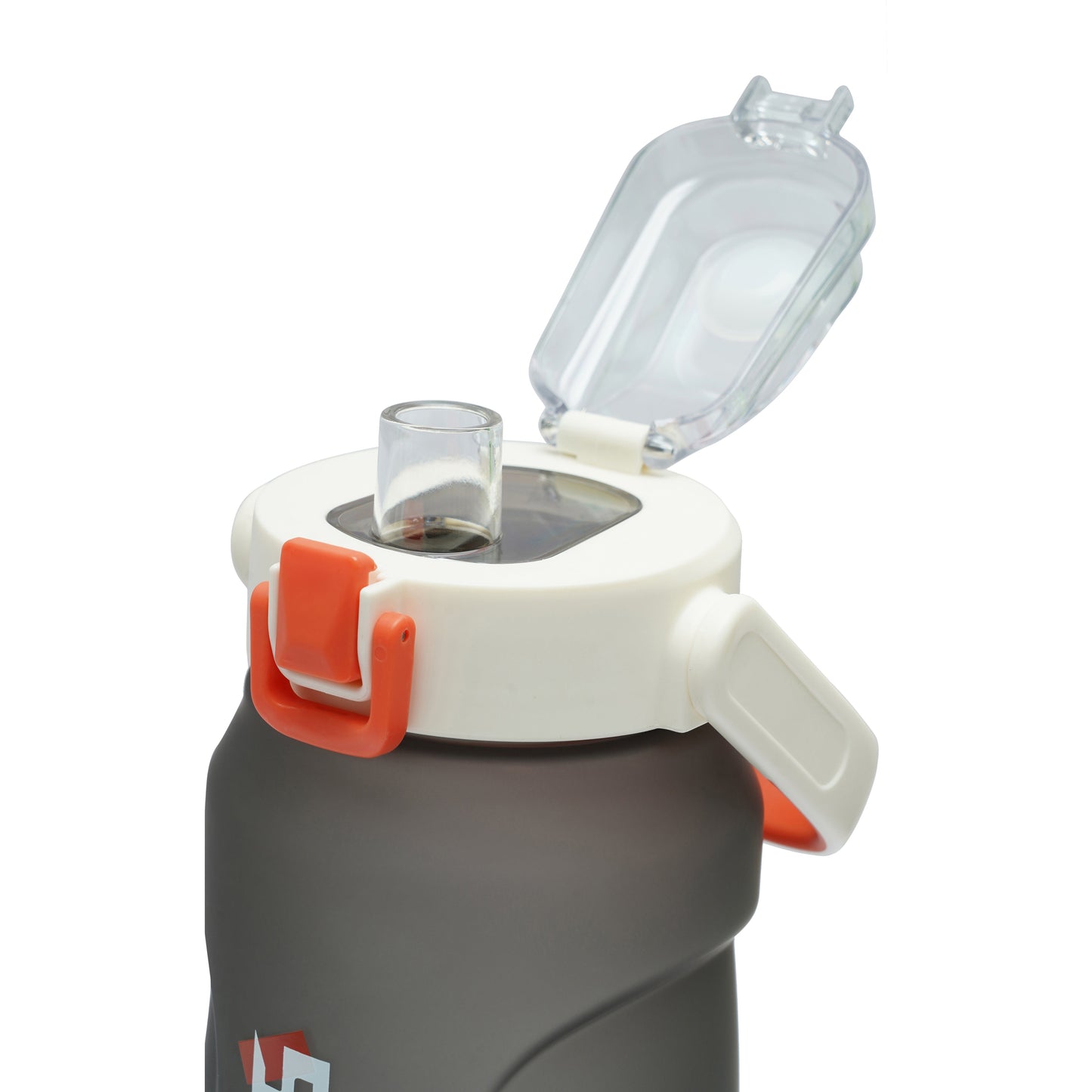 Nertz Aquabolt 1.8L BPA-free water bottle with flip-top lid, integrated handle, and removable straw for durable, leak-proof hydration